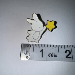 White Rabbit Holding Star Pin Brooch